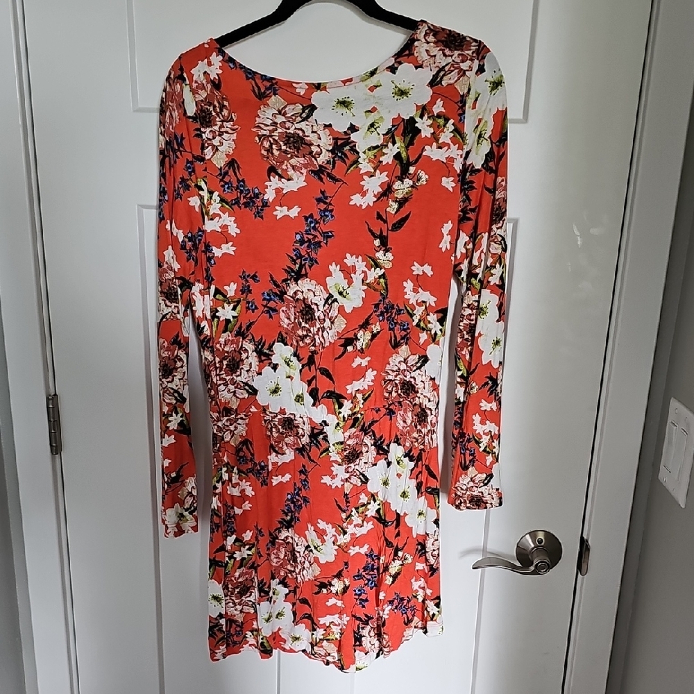 VENUS Floral Long Sleeve Romper - Red and White